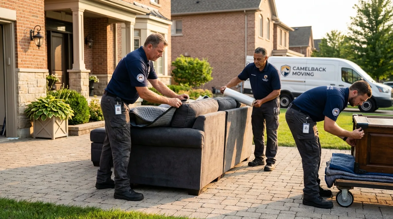 Large estate moving crew wrapping furniture in Marina, CA